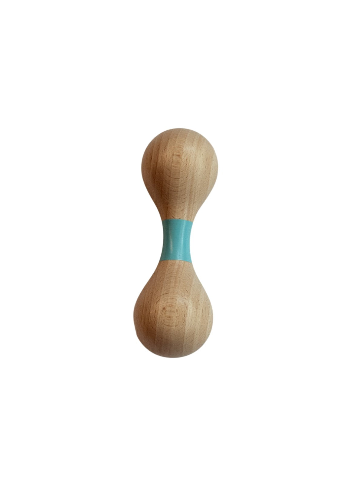 Wooden Baby Rattle Dumbbell Shape Teal