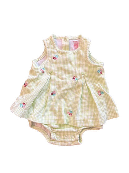 Carter's Green Gingham Floral Romper Newborn