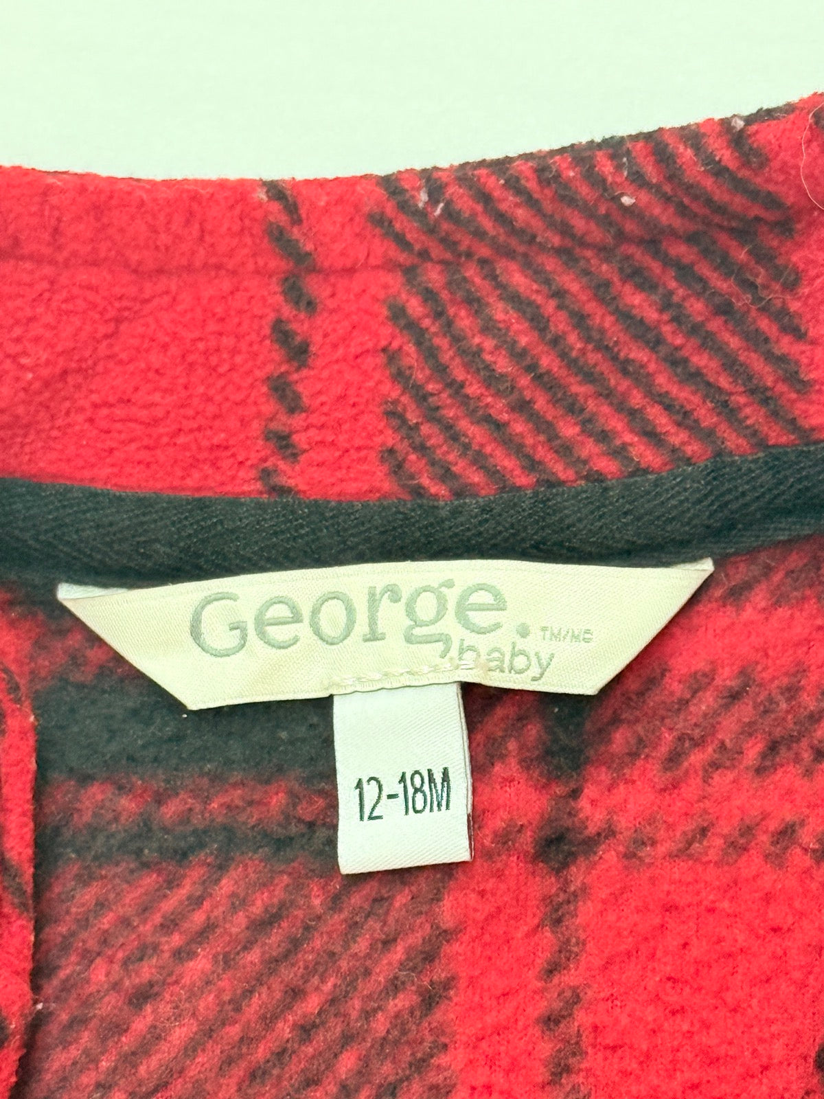 George Baby Plaid Fleece Vest 12-18M