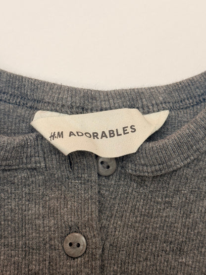 H&M Adorables Grey Ribbed Henley Top
