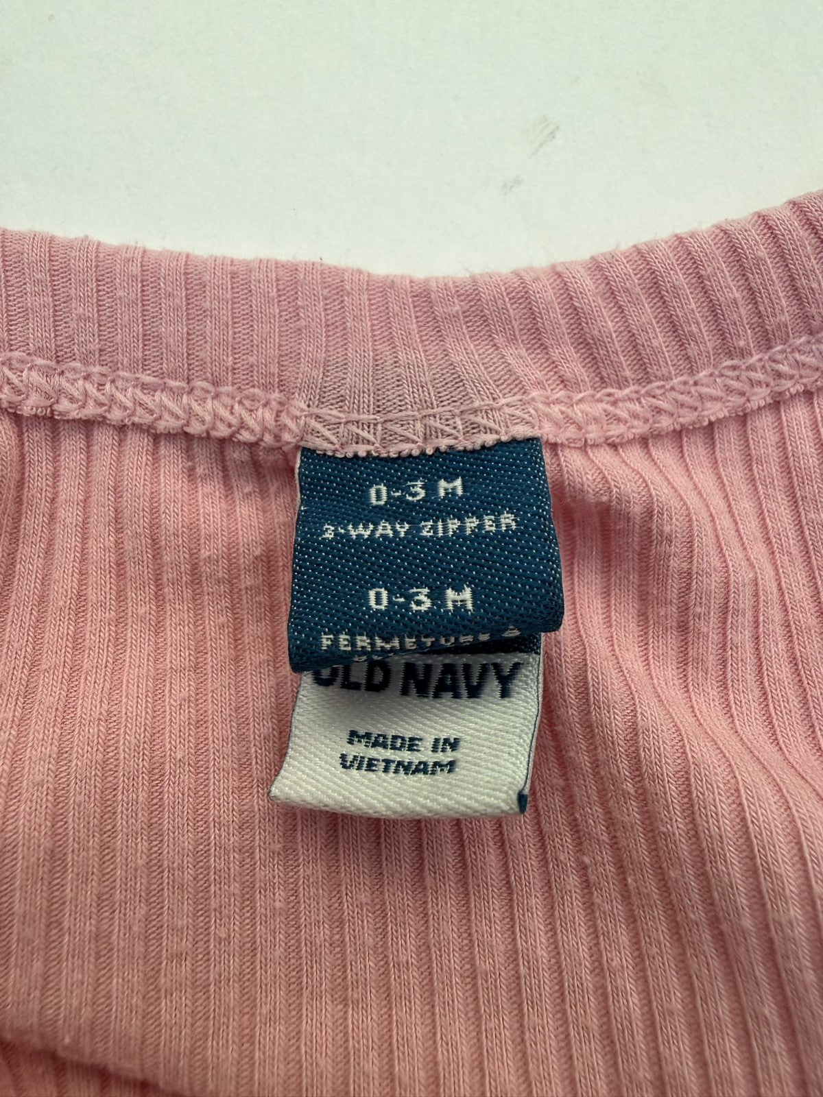 Old Navy Pink Ribbed Zip Sleeper 0-3M
