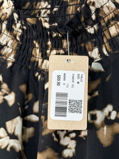 NWT Thyme Black Floral Smocked Midi Dress M
