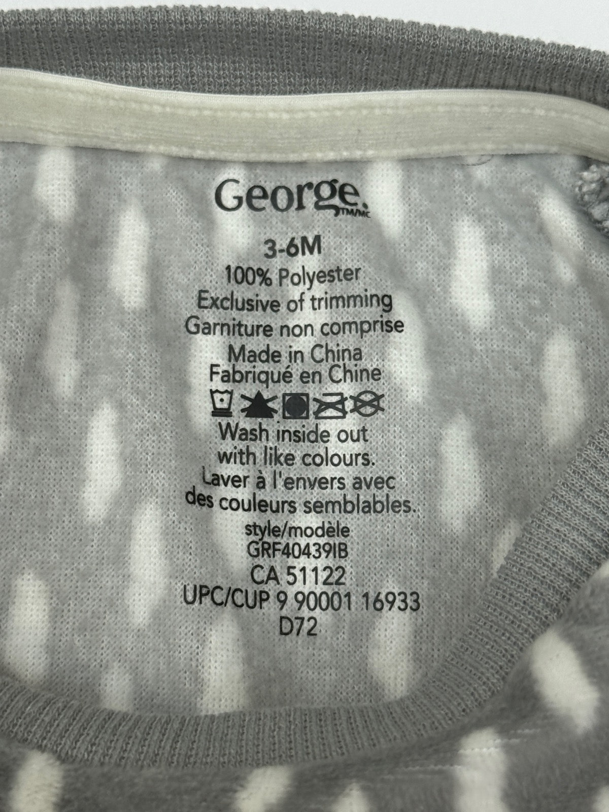 George Bear Print Fleece Pajama Set 3-6M
