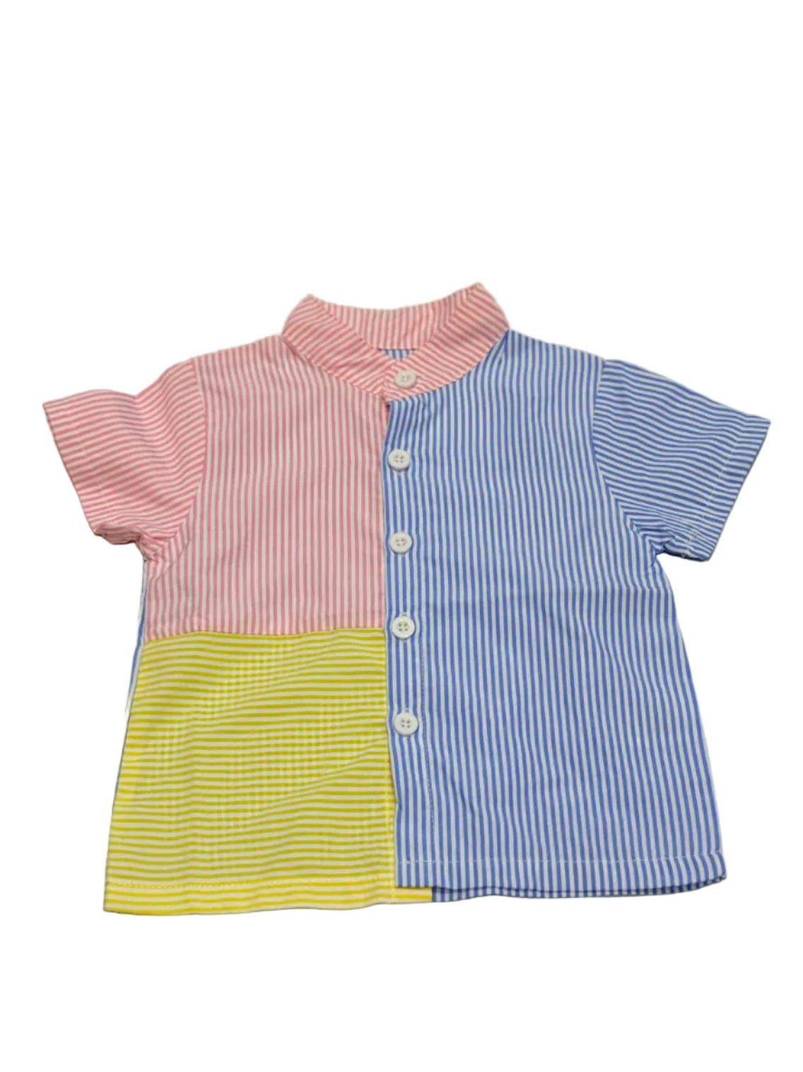 Button Shirt Shein Colorblock Stripe 12-18M