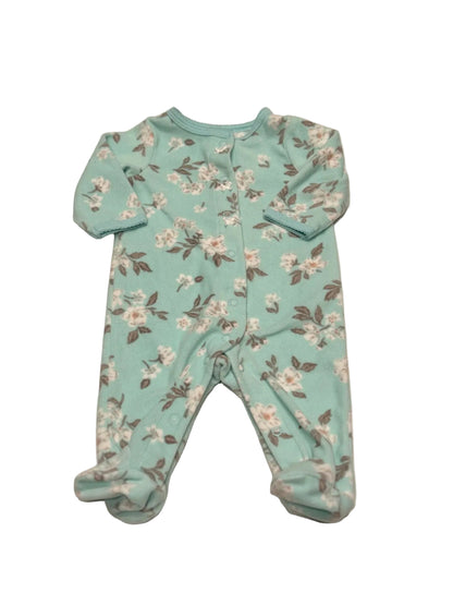 Carter's Teal Floral Fleece Sleeper 3M
