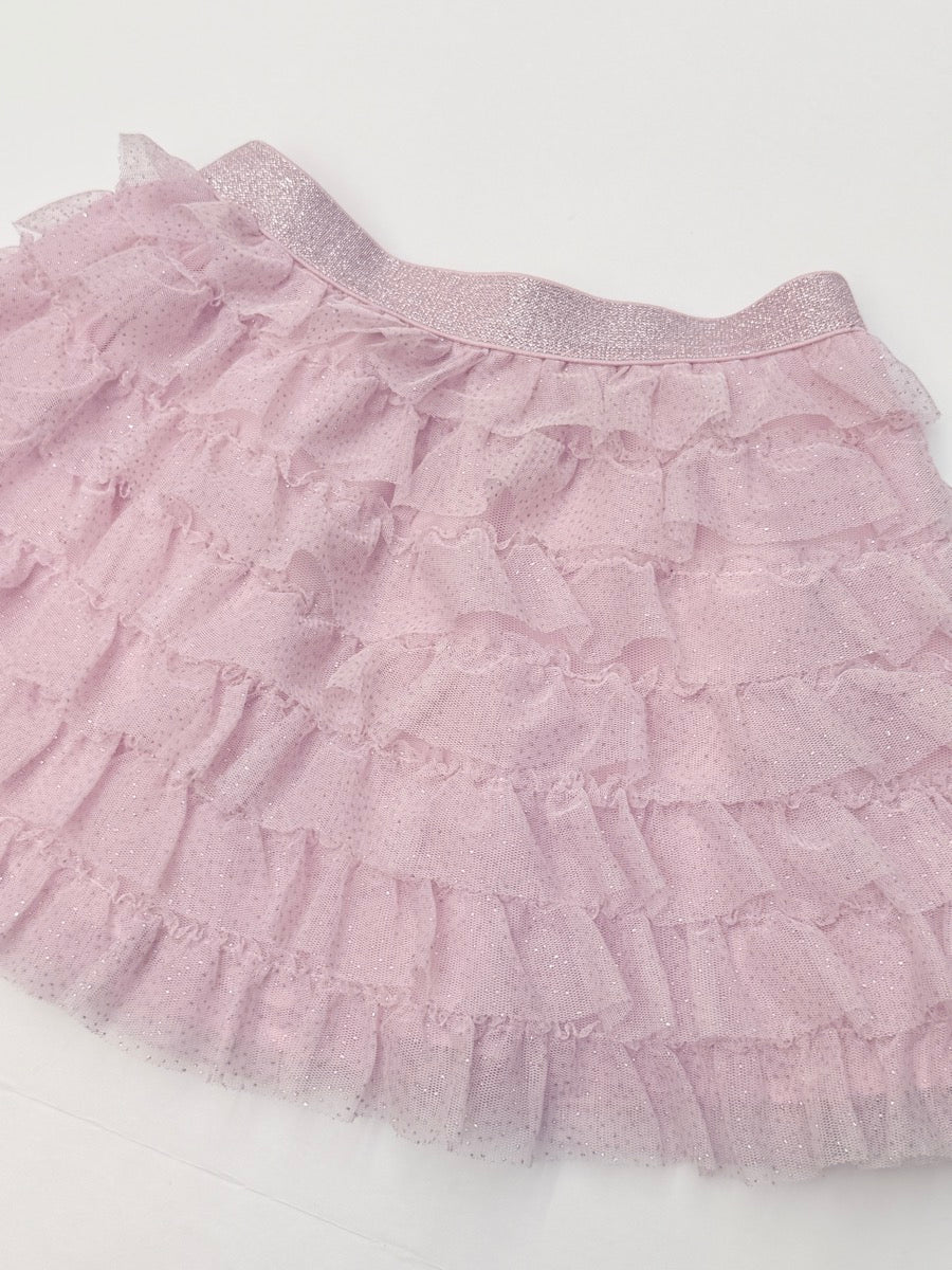 H&M Pink Glitter Tulle Ruffle Skirt 2-4Y