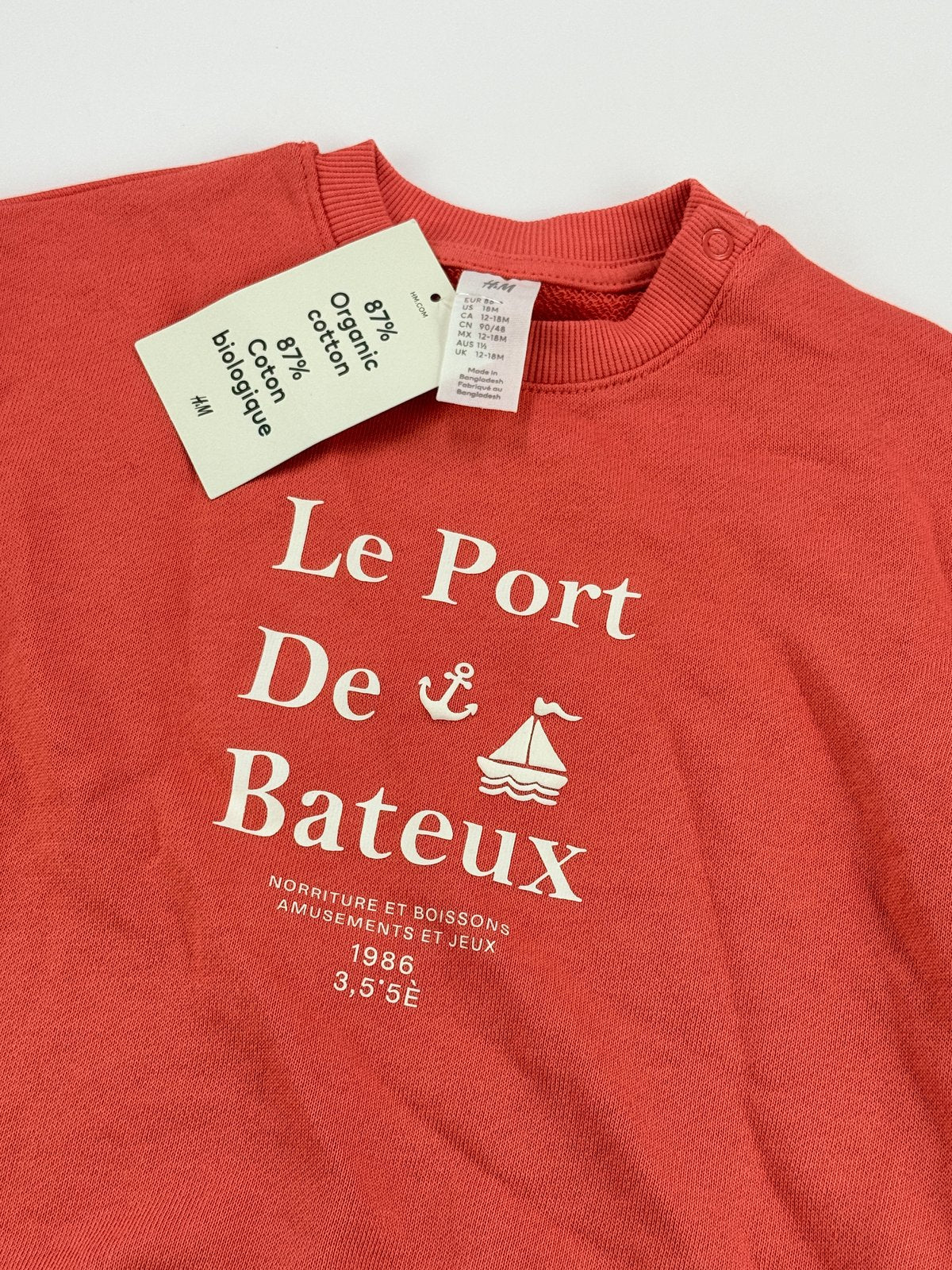 NWT - H&M Le Port De Bateux Sweatshirt 12-18M