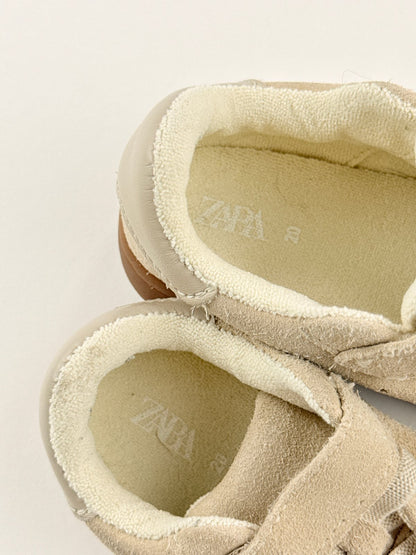 Zara Beige Suede Velcro Sneakers US5