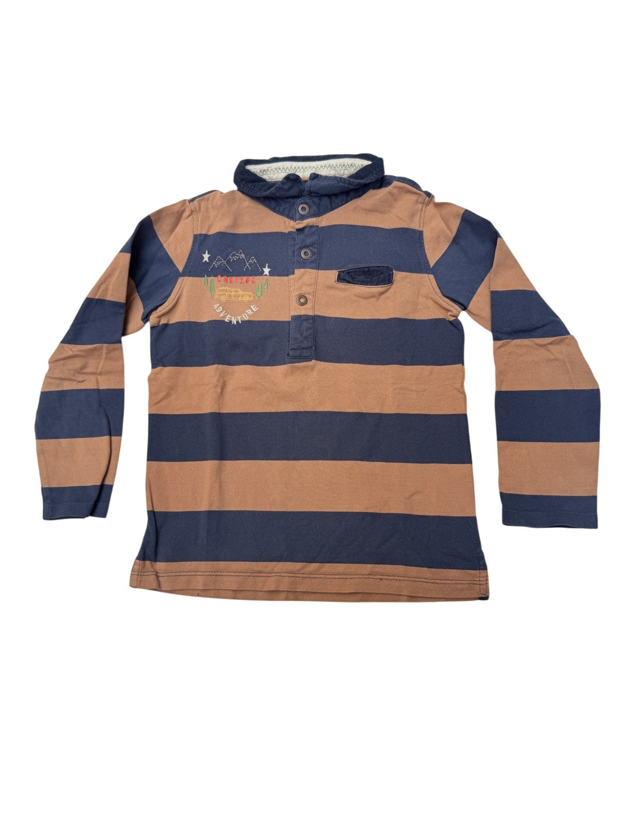 Sergent Major Striped Hooded Henley Shirt Size 7Y