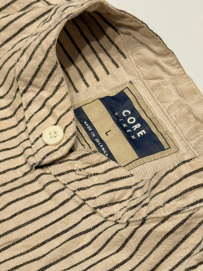 Core Linen Striped Band Collar Shirt Size 11Y