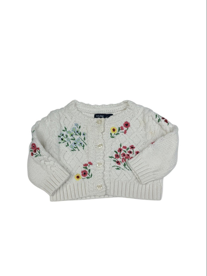 Baby Gap Floral Embroidered Knit Cardigan 0-3M
