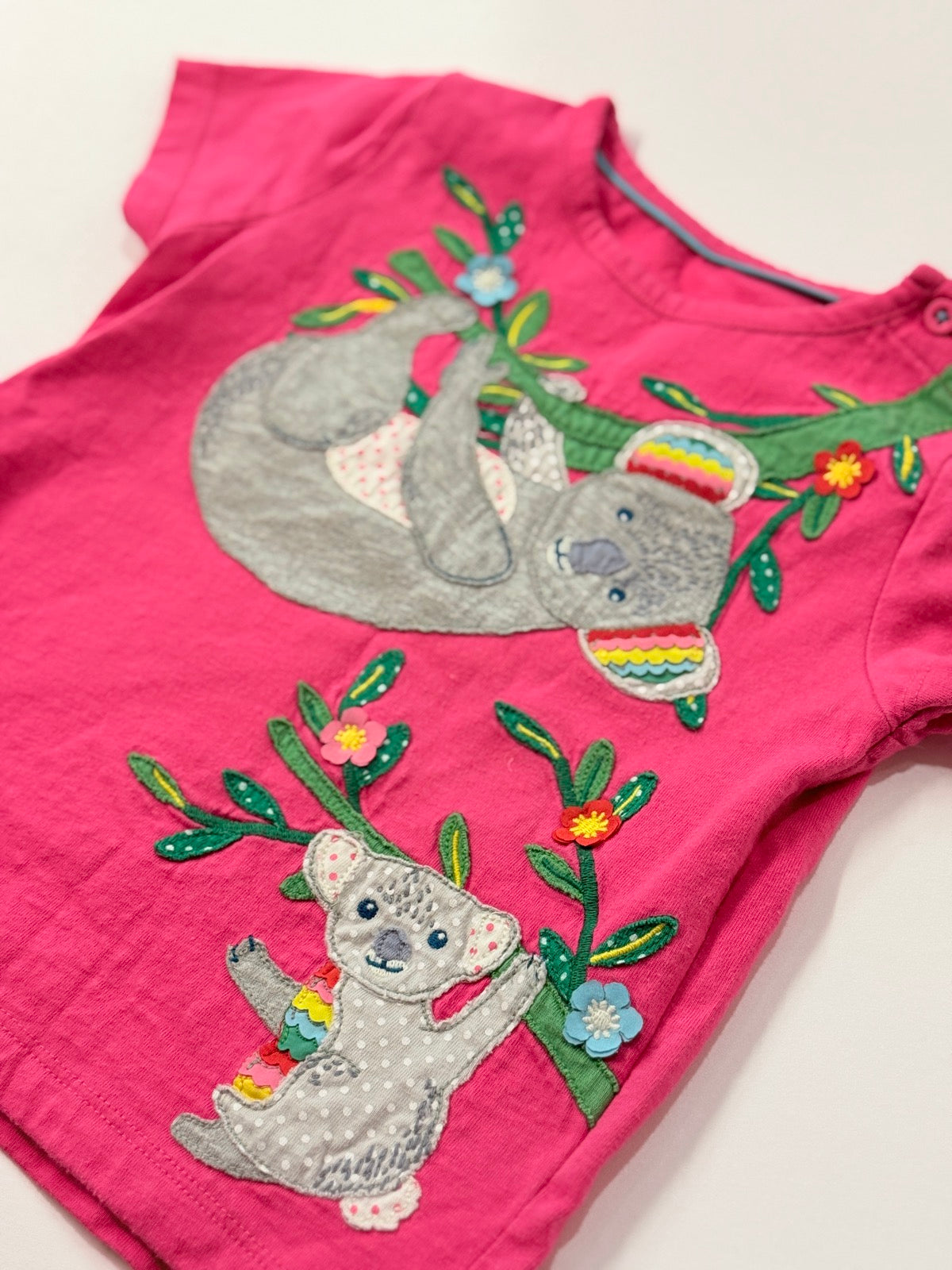 Mini Boden Koala Appliqué Pink T-Shirt 2-3Y