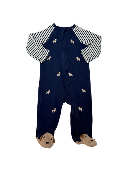 Little Me Dog Embroidered Footed Sleeper 6M