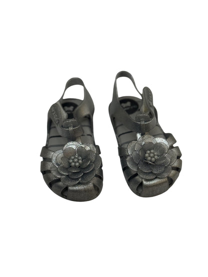 Zaxu Nina Silver Jelly Flower Sandals Size 6