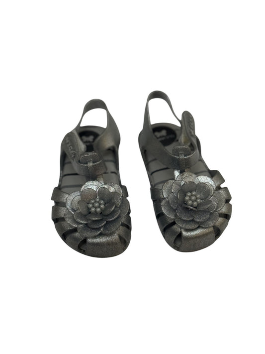 Zaxu Nina Silver Jelly Flower Sandals Size 6