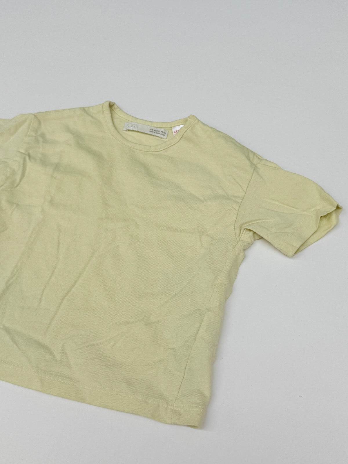 Zara Pale Yellow T-Shirt 6-9M