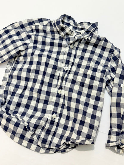 baby GAP Navy Gingham Button-Up Shirt 2T