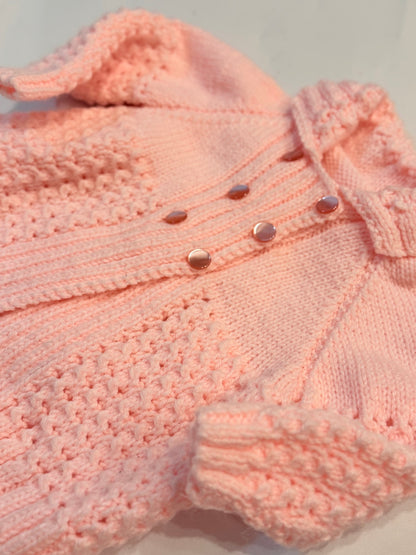 Handmade Pink Knit Baby Cardigan 6m