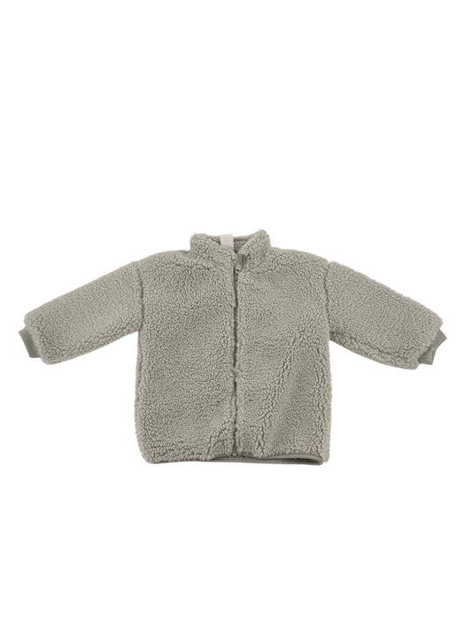 H&M Sage Green Sherpa Zip Jacket 9-12M