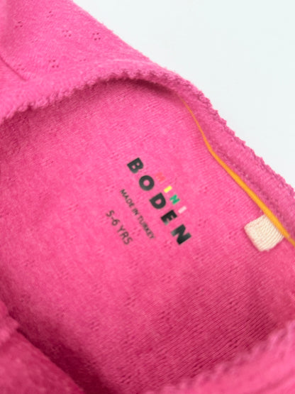 Mini Boden Pink Pointelle Top 5-6y