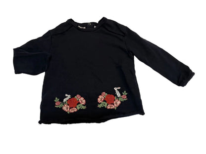 Zara Baby Girl Navy Floral Embroidered Top 2-3Y