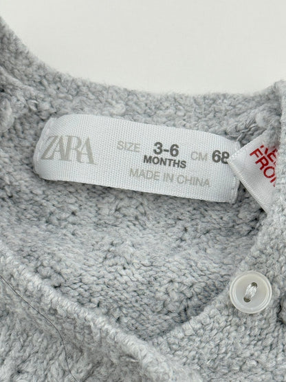 Zara Gray Knit Wrap Cardigan 3-6M