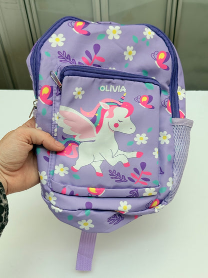 Olivia Personalized Unicorn Kids Backpack