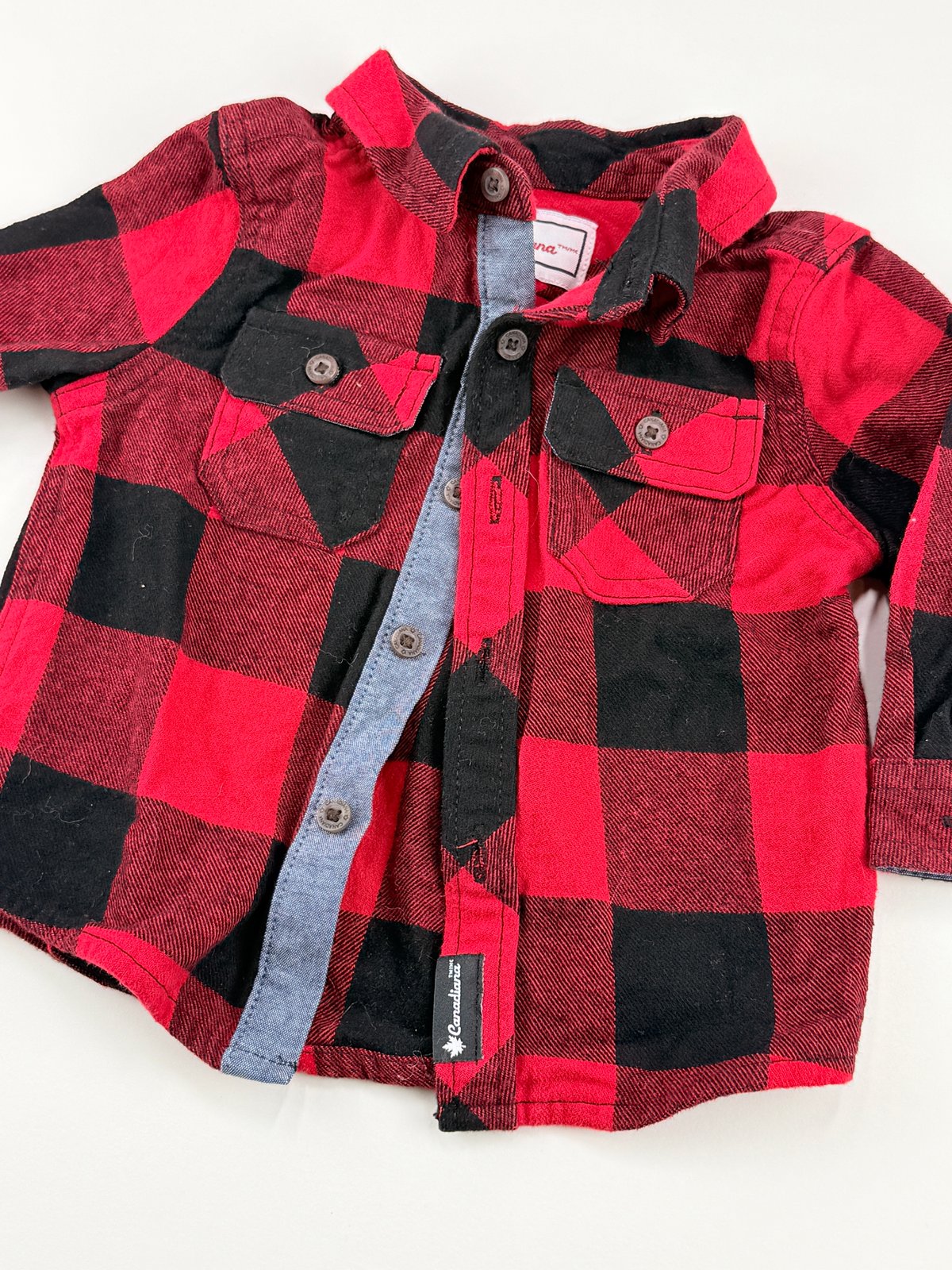 Canadiana Buffalo Plaid Flannel Shirt 6-12M