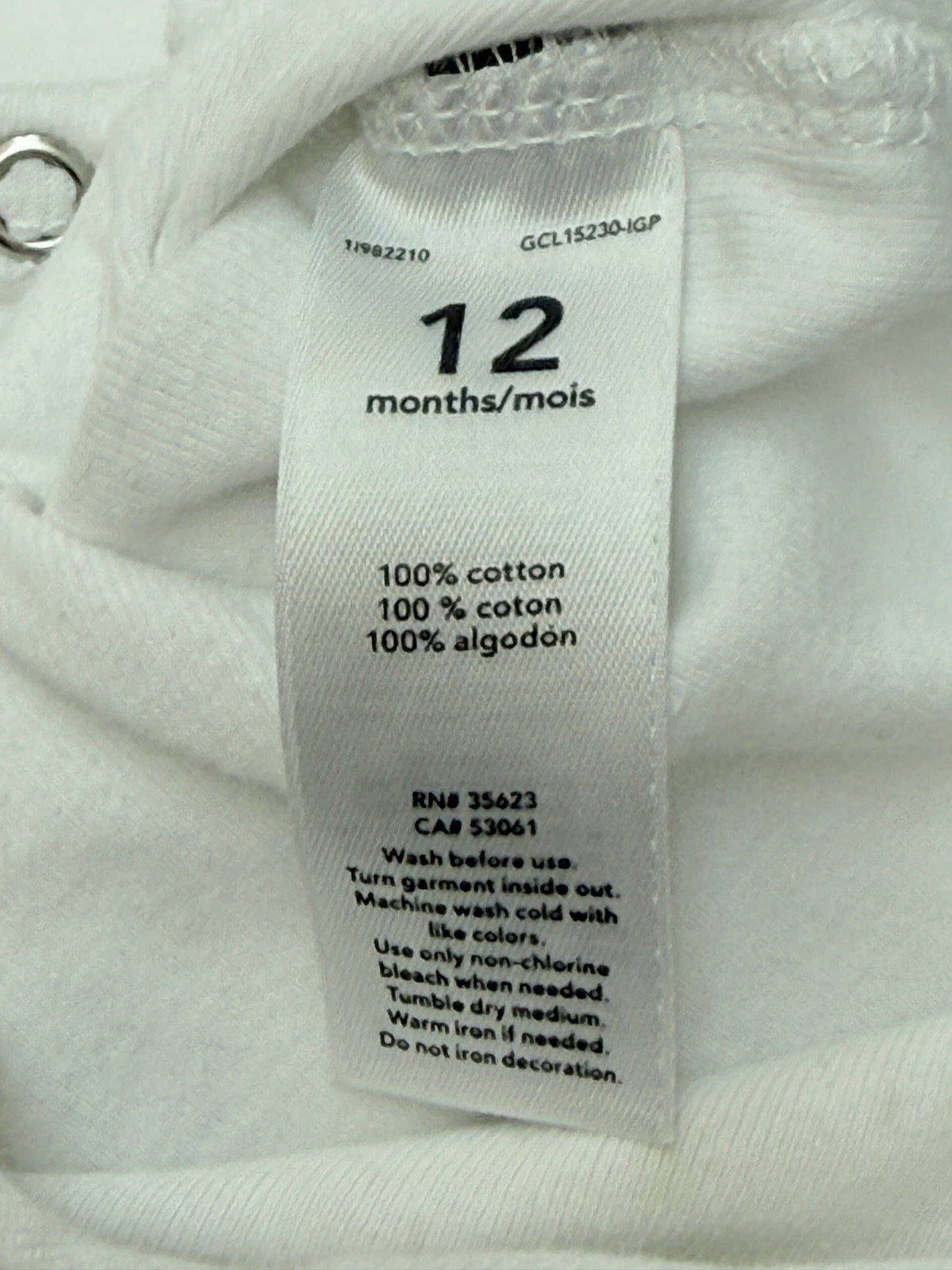 Carter's White Bodysuit 12M