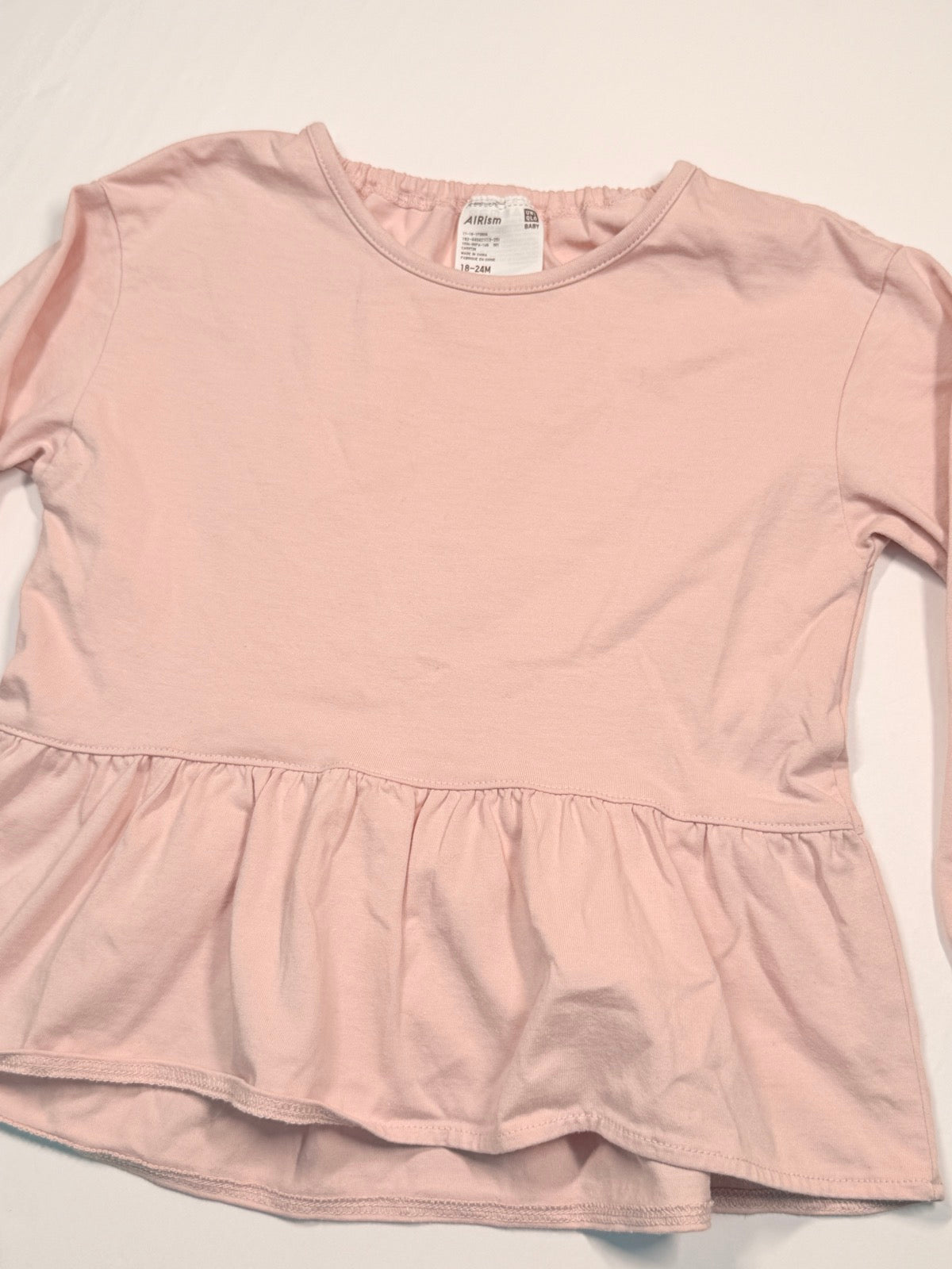Uniqlo AIRism Pink Peplum Top 18-24M