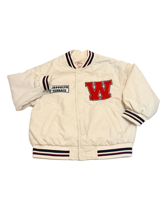 Zara Cream Varsity Bomber Jacket 4T