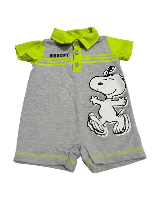 Peanuts Snoopy Gray Green Romper 0-3M