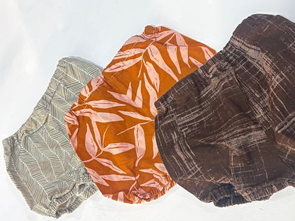 Simon & Cedar Baby Bloomer Shorts 3-Pack Orange Brown Gray 6M