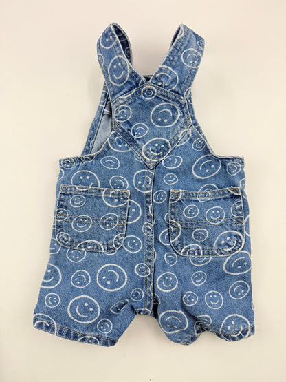Old Navy Smiley Face Denim Overalls 3-6m