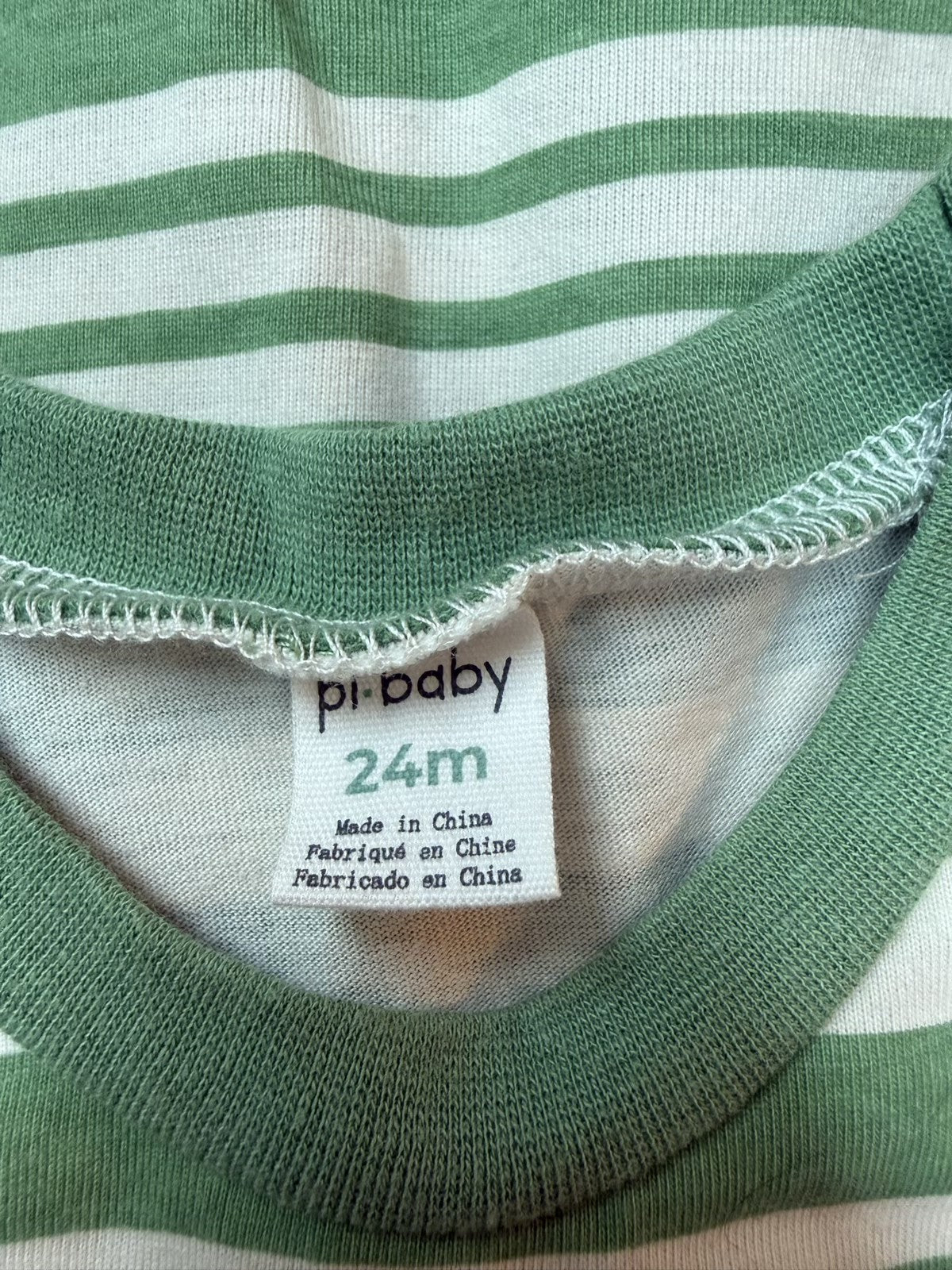 Pl Baby Green Stripe Sleeveless Romper 24m