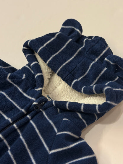 Old Navy Striped Bear Fleece Pram Suit 0-3M