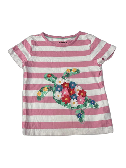 Mini Boden Floral Turtle Stripe T-Shirt 5-6Y