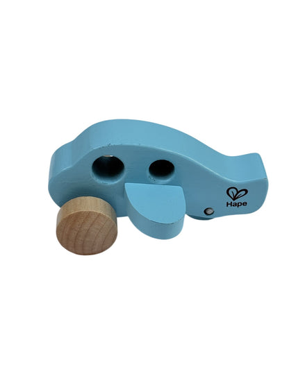 Hape Blue Wooden Elephant Push Pull Toy
