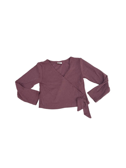 Zara Ribbed Wrap Top Mauve Size 8