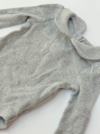 Baby Gap Gray Ribbed Peter Pan Collar Bodysuit 0-3M