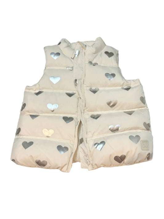 Baby Gap Silver Heart Puffer Vest 4T