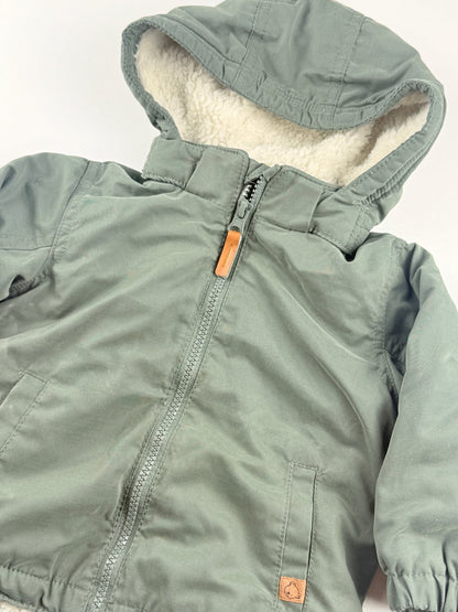H&M Sage Green Sherpa-Lined Hooded Jacket 9-12M