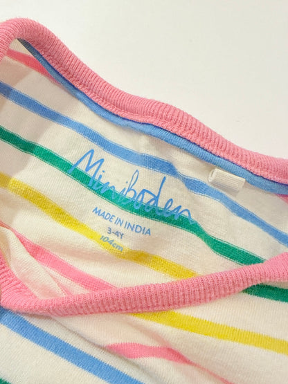 Mini Boden Striped Floral T-Shirt 3-4Y