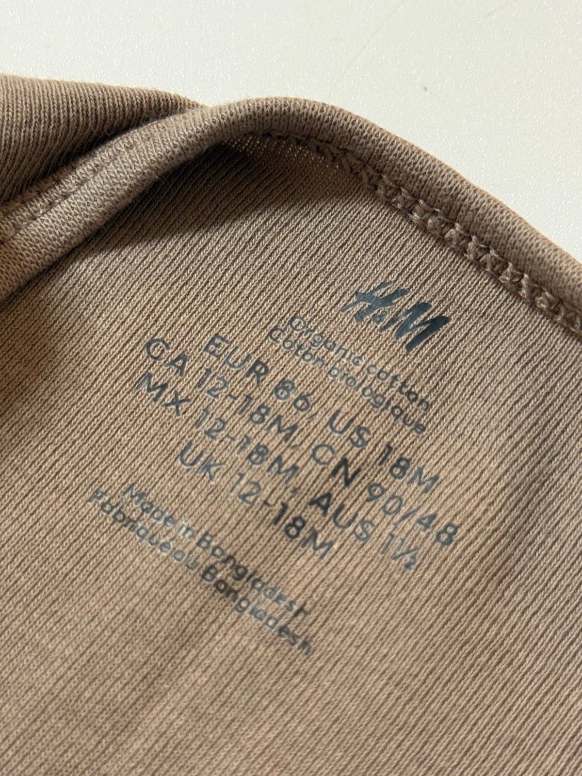 H&M Organic Cotton Bodysuit 12-18M