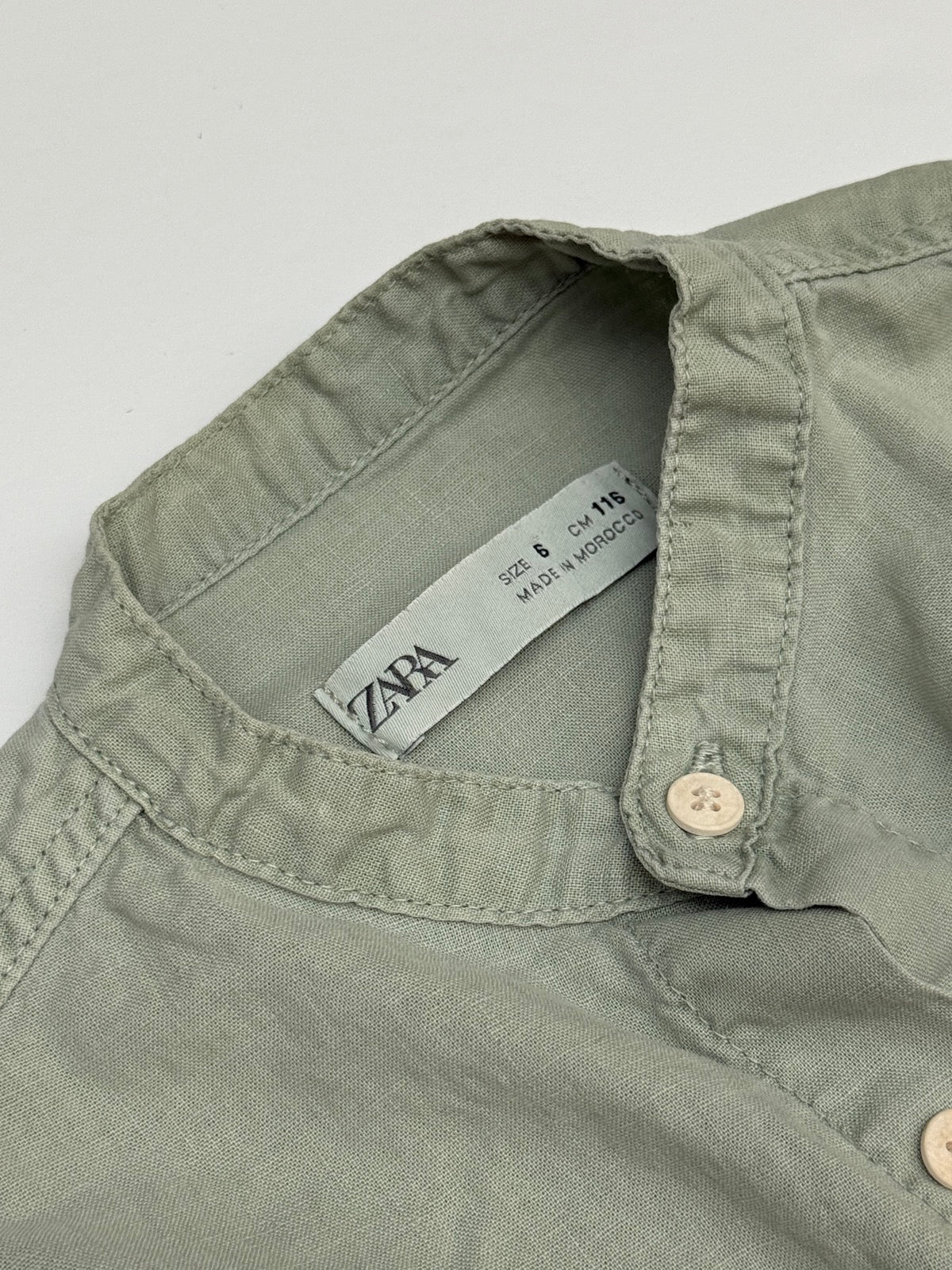Zara Sage Green Linen Blend Shirt 5-6Y