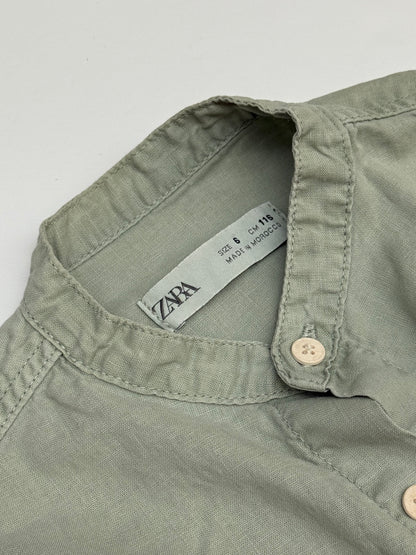 Zara Sage Green Linen Blend Shirt 5-6Y