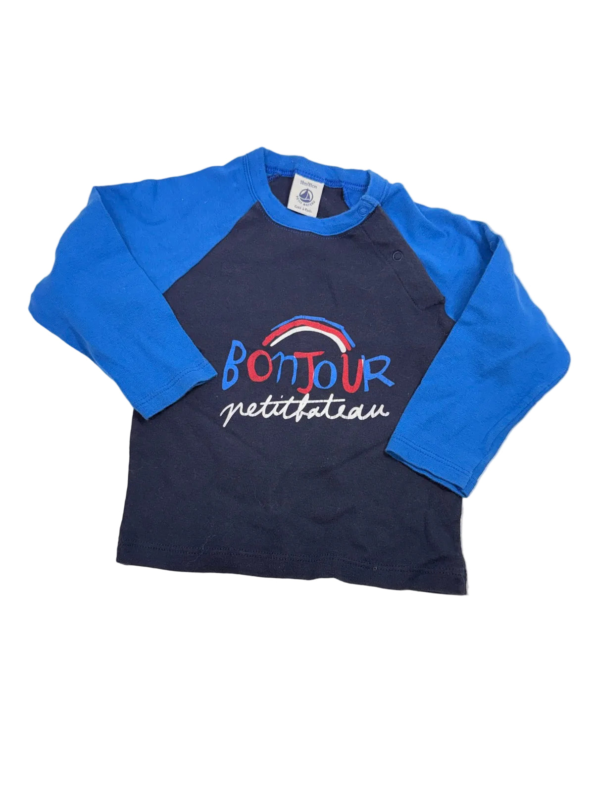 Petit Bateau Bonjour Navy Blue Raglan Top 18m
