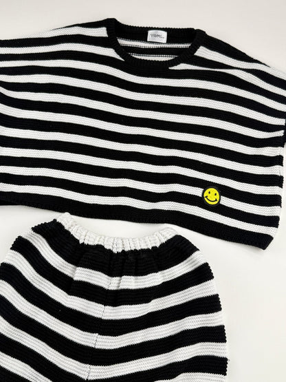 Yami Kids Striped Knit Smiley Set 5-7y