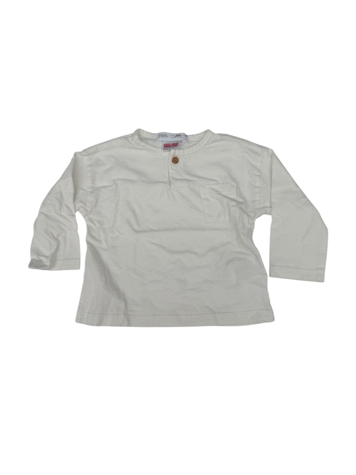 Zara Cream Henley Long Sleeve Shirt 3-6M