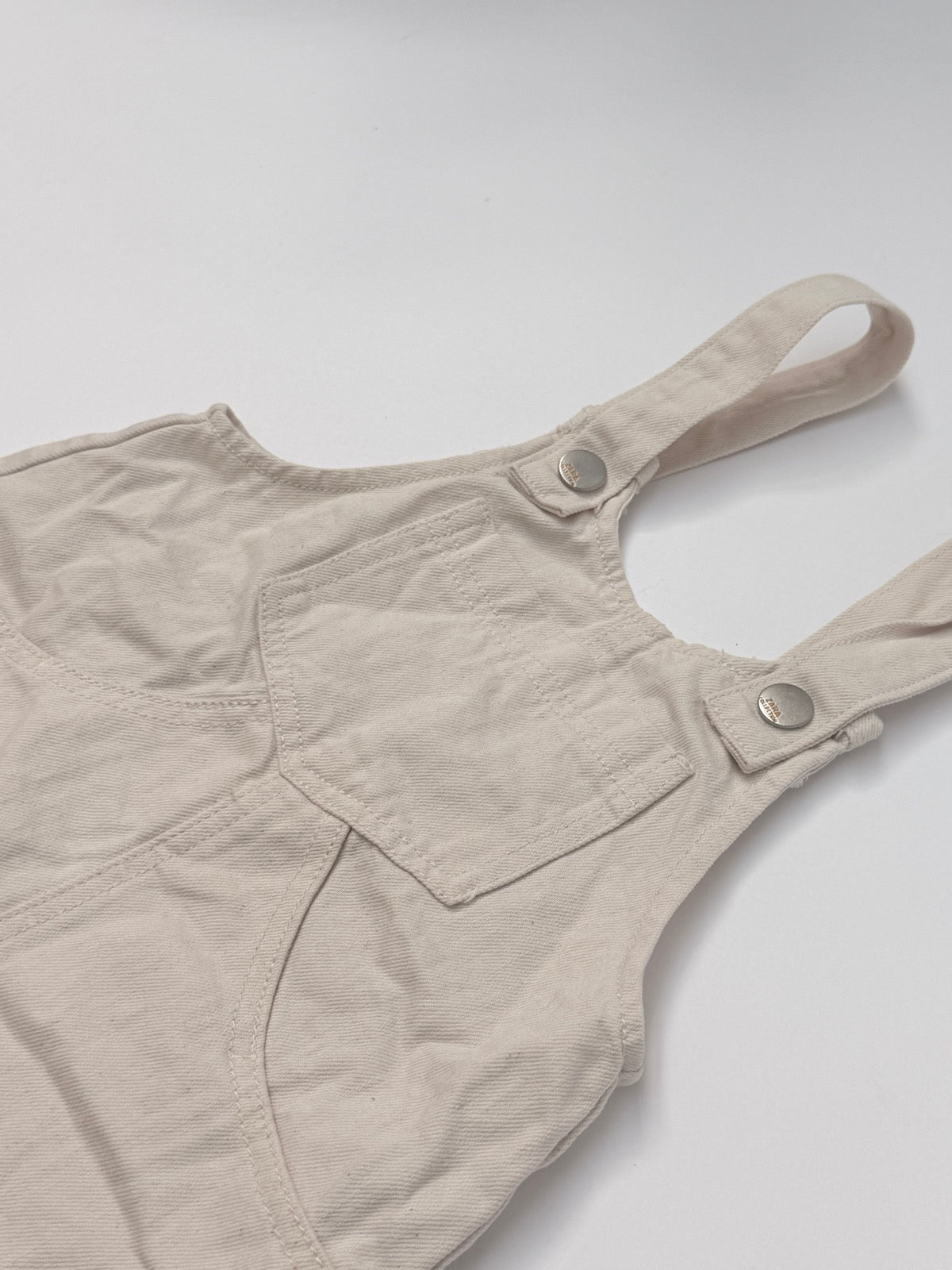 Zara Cream Denim Overall Shorts 9-12m